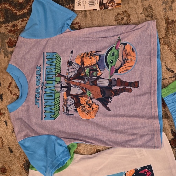 STAR WARS THE MANDALORIAN BOYS 3 PIECE SHORTS PAJAMA SET SIZE 8 - Picture 4 of 12